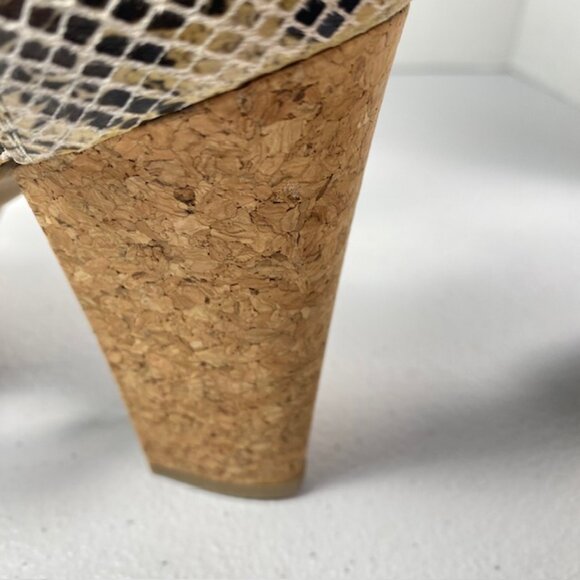 Kenneth Cole Reaction Sandals Women’s 8M Strappy Cork 4" Heel Open Toe Shoe - Picture 10 of 15